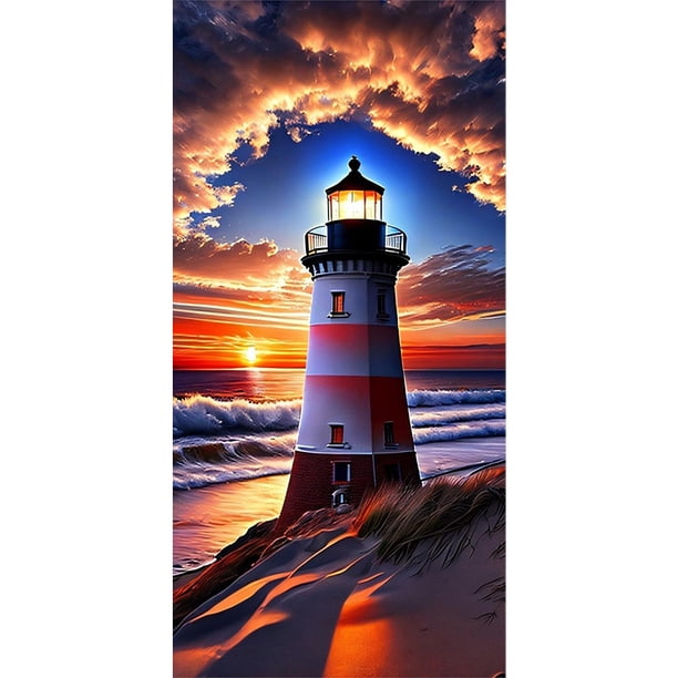 (LP496) Resina Con Paisaje Faro Costero Diamante 40*80CM