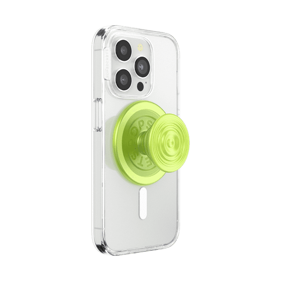 PopSockets Phone Grip for MagSafe, Magnetic Holder, Phone Stand, Neon Green - Ripple Iridescent Absinthe