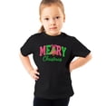 thumbnail image 4 of Ink Printed Image NOT a Yarn Patch - Trendy Faux Yarn Merry Christmas Graphic Shirt Black Shirt 5-6, 4 of 6