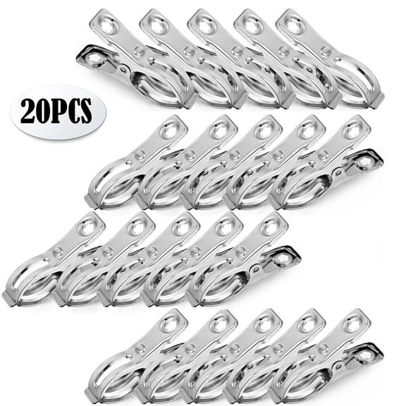 Metal ClothesPins,Row Cover Clips 12 Pack 2.3 Inch Stainless Steel Pool Towel Clips,Chair Clips for Beach Towels,Garden Clips，Greenhouse Clamps：Quilts, Blankets from Blow Away Or Decline