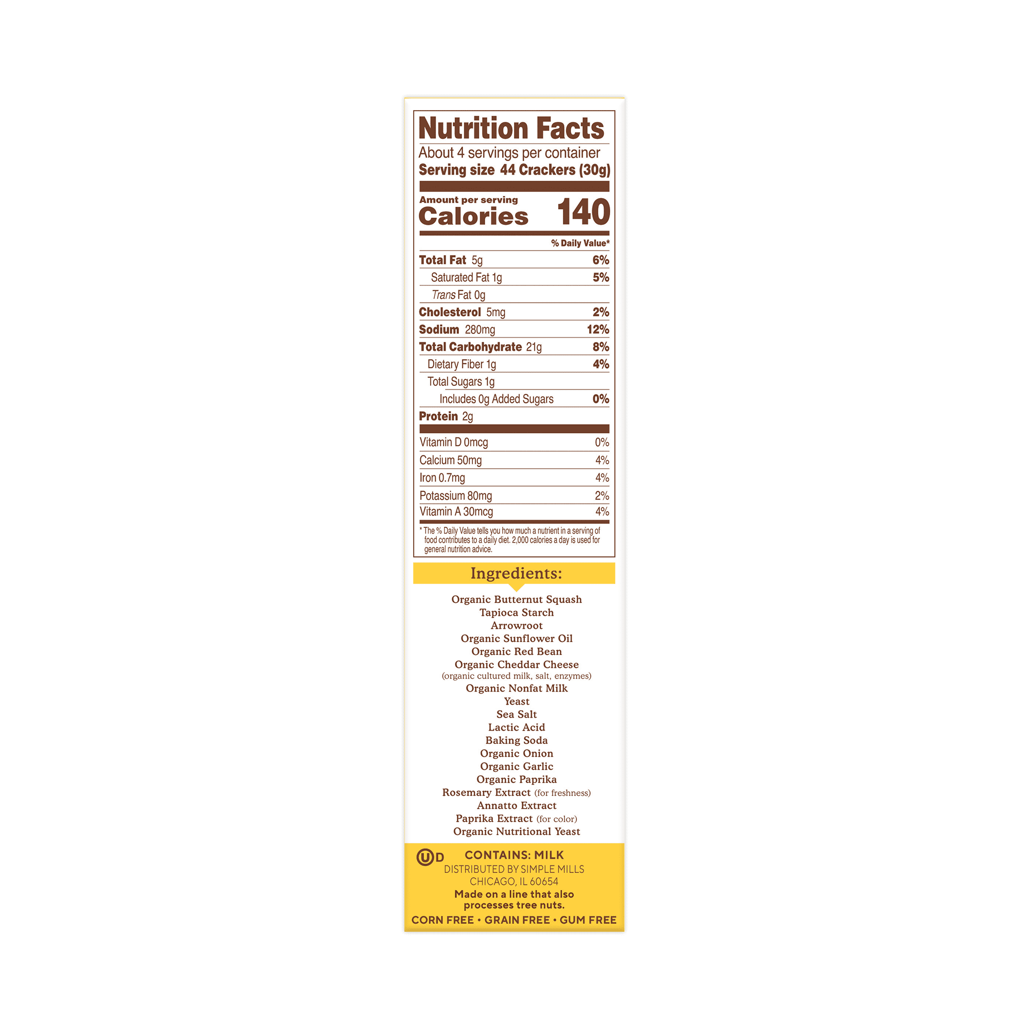(3 pack) Simple Mills Cheddar Pop Mmms, Gluten Free Baked Snack Crackers, 4 oz Box