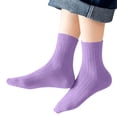 thumbnail image 5 of Unisex boys Girls Cotton Socks Solid Color Soft Stretchy Ankle Socks Kids Casual Comfy Socks for Everyday Wear Purple 3-5 Years, 5 of 6