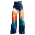 thumbnail image 4 of Women's Casual Pants 2025 New Summer Flower Wide Leg Pants Lightweight And Loose Casual Colorful Pants Imitation Jeans,Blue Women's Casual Pants L, 4 of 4