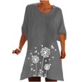 thumbnail image 1 of Blusa con botones y estampado de manga media con estampado de cuello redondo informal a la moda para mujer Pompotops  hfajkhk132382, 1 of 1