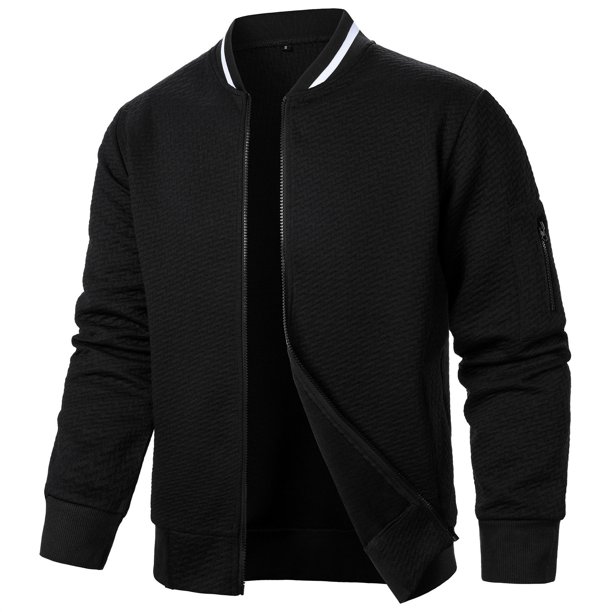 pstuiky Camisas para hombre de manga larga, Chaqueta de manga larga con cuello alto y cremallera de color liso para hombre Tops casuales para hombres xl