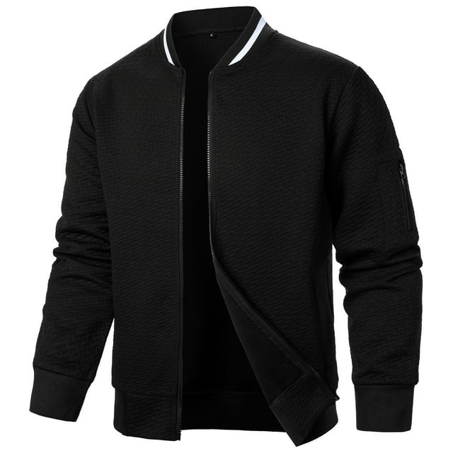 pstuiky Camisas para hombre de manga larga, Chaqueta de manga larga con cuello alto y cremallera de color liso para hombre Tops casuales para hombres xl