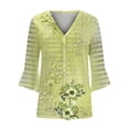 thumbnail image 4 of Penkiiy Women's Floral Print Puff Sleeve Cardigan Loose Cover Up Blouse Tops 3/4 Sleeve Ruffle Open Front Button Cardigan Yellow for S, 4 of 5