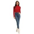thumbnail image 3 of Women's Long Sleeve Mock Turtleneck Tops Casual Slim Fitted Lightweight Under Layer Pullover Shirts, 3 of 6