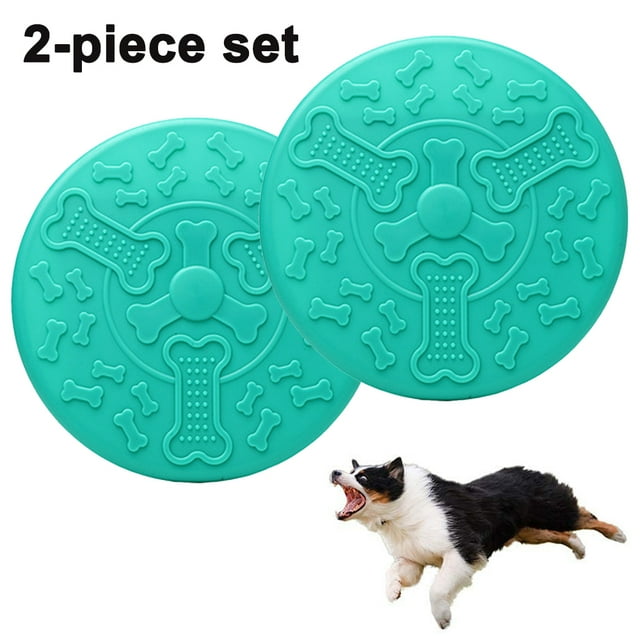 Dog Flying Disc, 2Pack Dog Flyer Dog Toy, Dog Soft Rubber Interactive Lightweight Flying Disc Dog Toy for Small Large Dogs - Floats in Water & Safe on Teeth,