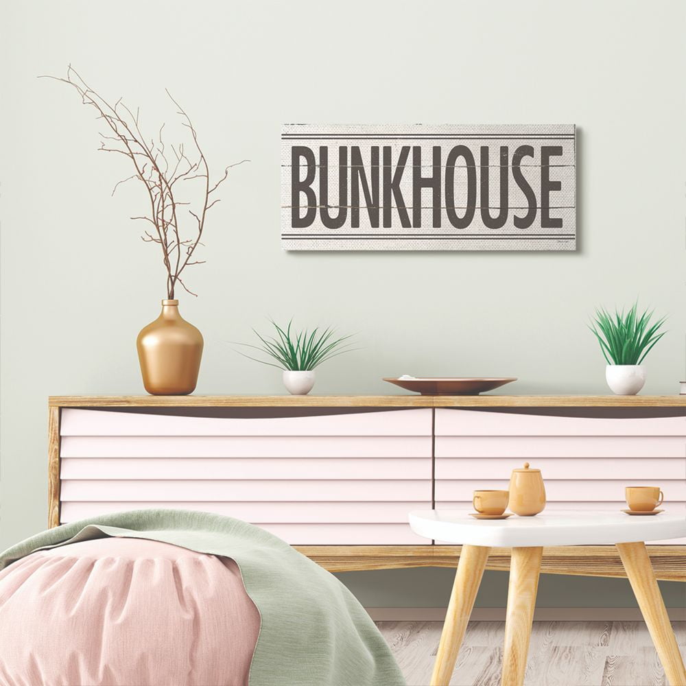 Stupell Industries Bunkhouse Rustic Wood Textured Word Design Canvas Wall Art by Stephanie Workman Marrott