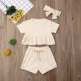 thumbnail image 4 of Newborn Kid Toddler Boy Girl Summer Clothes Ruffles Tops Shorts 3PCS Outfits Set, 4 of 5