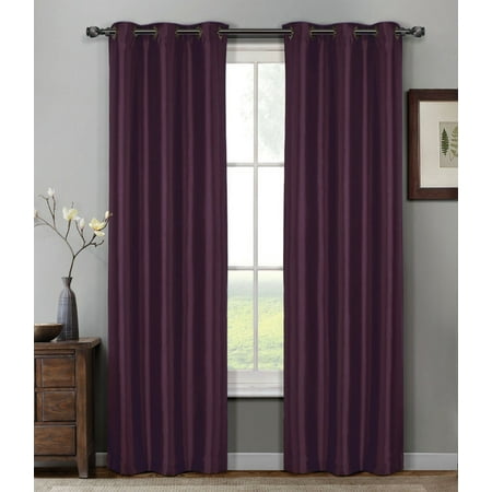 - 1 PANEL Nancy SOLID PLUM SEMI SHEER WINDOW FAUX SILK ANTIQUE BRONZE GROMMETS CURTAIN DRAPES 55 WIDE X 84