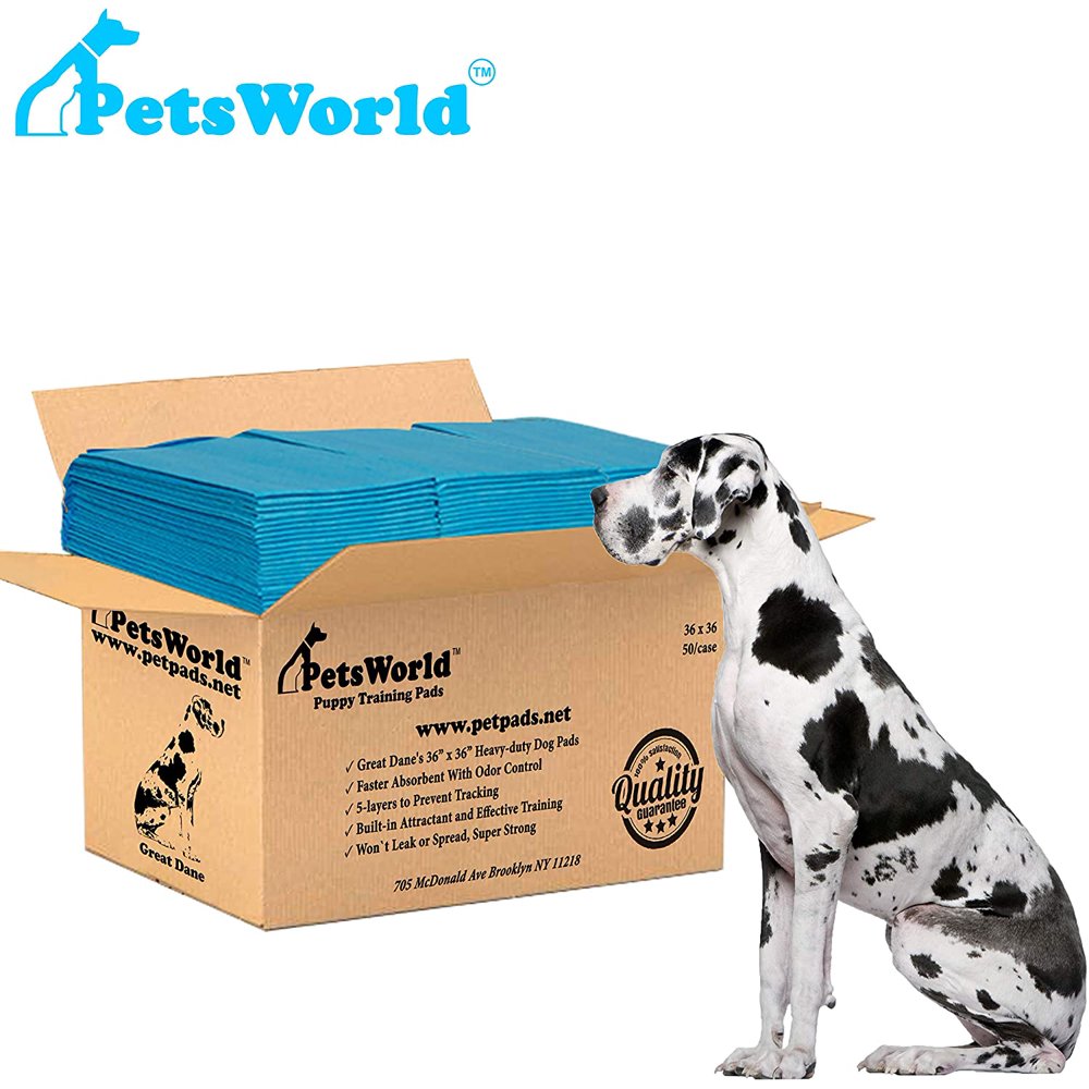 PETSWORLD Great Dane Dog Training Pads,36x36 inch Pad, 50 Pads, XXXL