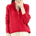 thumbnail image 2 of Qulqfy Half Zip Sweaters Women Fall Pullover Red Knitted Fashion Sweaters Womens Fall Tops M, 2 of 3