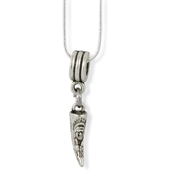 Emerald Park Jewelry Tusk with Native Carving Charm Snake Chain Necklace