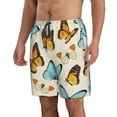 thumbnail image 2 of Kll Butterflies Men'S Casual Summer Beach Shorts Hawaiian Shorts With Pockets-Medium, 2 of 9