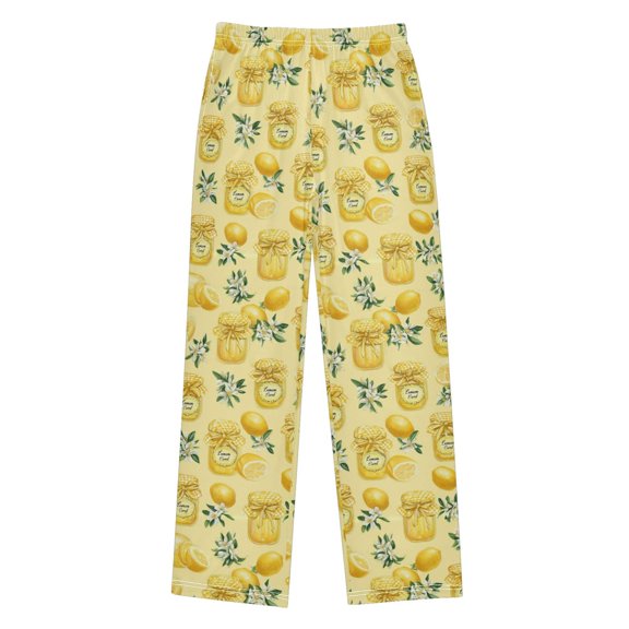 Boys Long Pajama Pants Soft Sleepwear Kids Lounge PJ Bottoms with Side Pockets for Home Yellow Jar Pattern Small