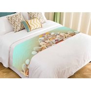 ZKGK Summer Beach with Starfish Sea Shells Bed Runner Bedding Scarf ...