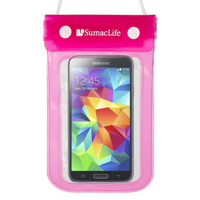 Pochette Mobile Transparente, Imperméable, Résistante à la Neige, Protection contre la Saleté pour Gadgets Mobiles, Étui de Protection (Rose-6.5 Pouces)