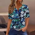 thumbnail image 2 of Kctiaxy Hawaiian Shirts for Women V-Neck Button Collar Short Sleeve Shirts Fashion Beach Floral Summer Tops Casual Pullover Blouse, 2 of 6
