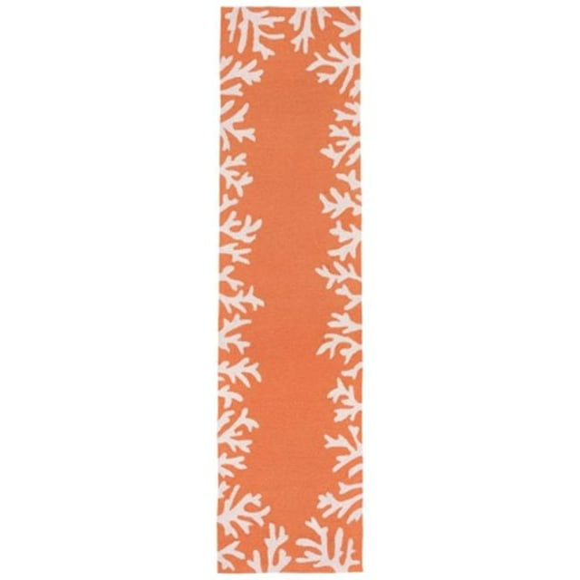 Trans-Ocean Import CAPR8162017 Capri 1620-17 Hand Tufted Coral Boder Oriental Rug, Orange - 24 in. x 8 ft.