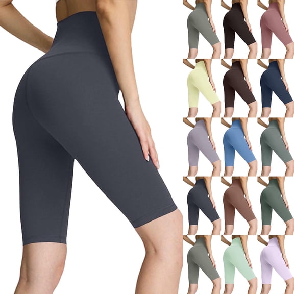 DDAPJ pyju Biker Shorts for Women High Waisted Tummy Control Workout Yoga Short Pants Spandex Running Athletic Shorts Green L