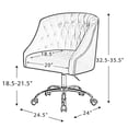 thumbnail image 3 of Swivel Office Task Chair Swivel Rolling Computer Velvet Fabric Gold Legs Makeup Vanity Chairs Adult Office Yellow, 3 of 9