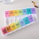 thumbnail image 1 of Caja de medicamentos con clasificación de rebote tipo empuje, caja de medicamentos portátil, caja de almacenamiento de medicamentos de viaje de 14 rejillas para la mañana y la tarde durante una semana, 1 of 5