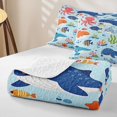 thumbnail image 4 of meiyoeat Kawaii Sea Whale Octopus Quilt King for Boys Girls, Starfish Animal King Coverlet Set, Blue, 3pcs, 4 of 7