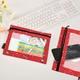 thumbnail image 4 of 2 Pack Pencil Pouch for 3 Ring Binder Smooth Zipper Folders with Pockets Clear Window Pencil Case White Hearts Sprinkled on Red, 4 of 6
