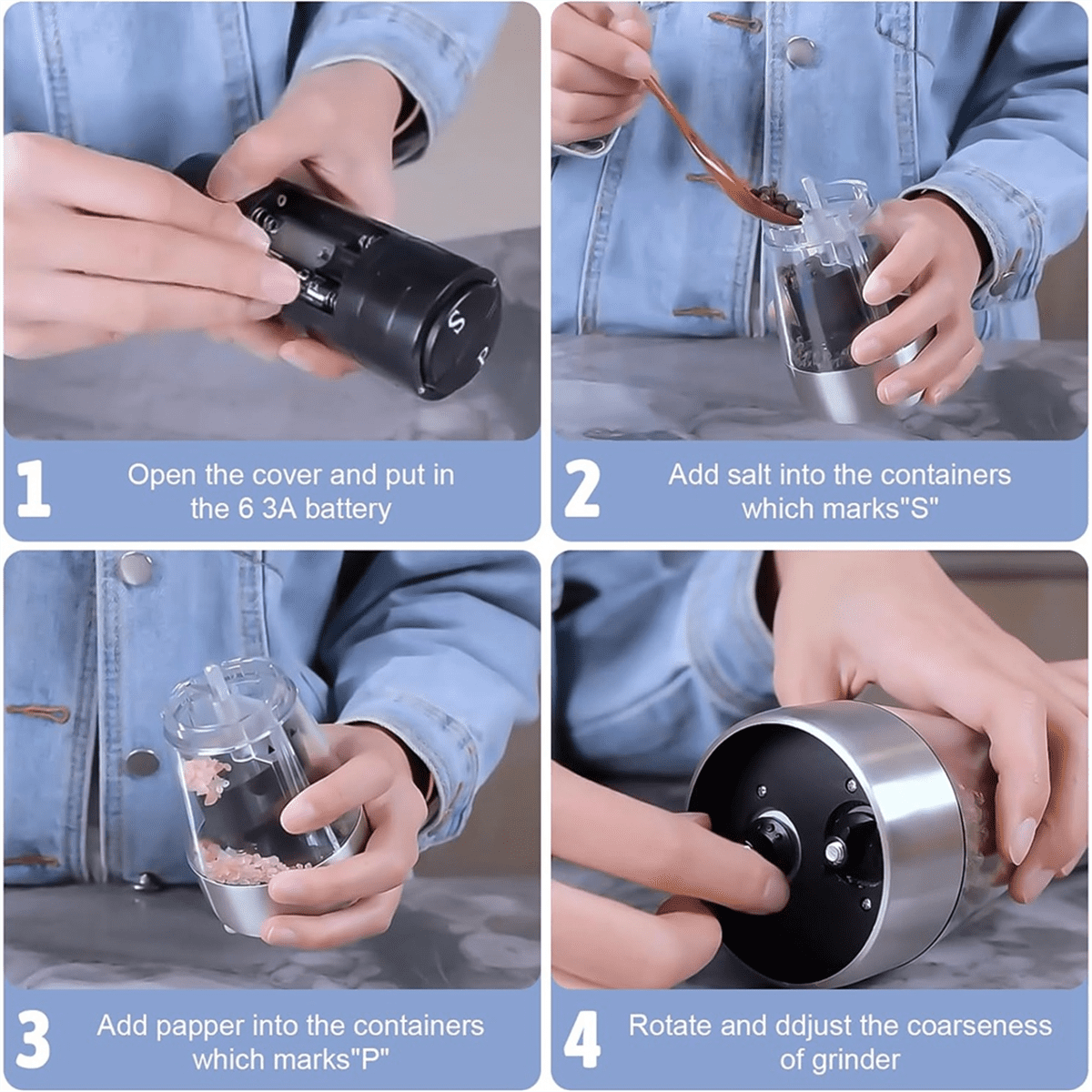 Electric Salt and Pepper Grinder Set
