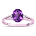 thumbnail image 3 of Star K � Oval 8x6 Genuine Amethyst Split Shank Three Stone Engagement Promise Ring, 3 of 9