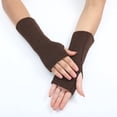 thumbnail image 5 of Fgnfyis Ladies Fashion Convertible Knit Mittens Gloves Warm Fingerless Winter Flowers Design Coffee One Size, 5 of 6