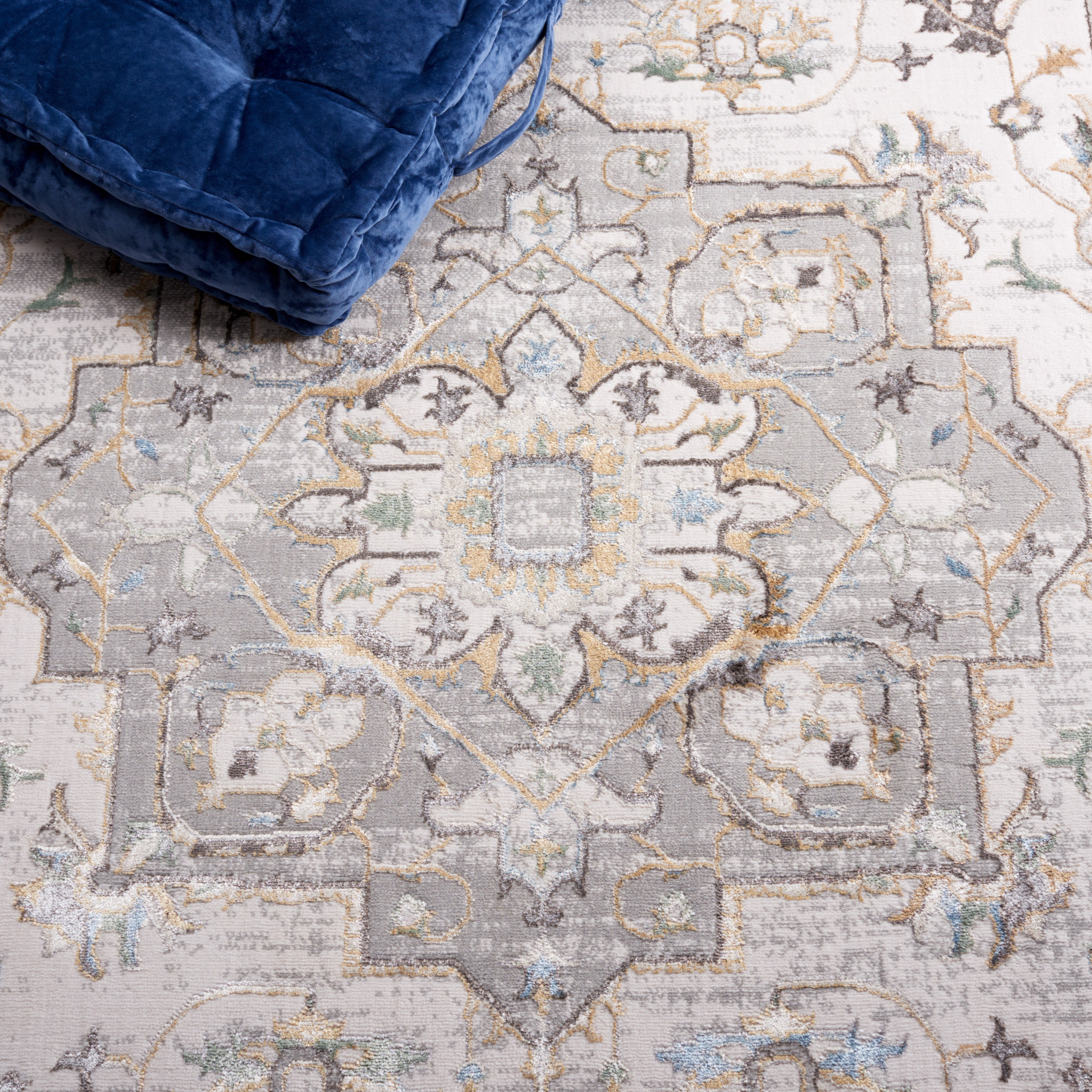 SAFAVIEH Bel Air Merlin Oriental Polyester Runner Rug, Gray/Light Gray, 2'3" x 11'