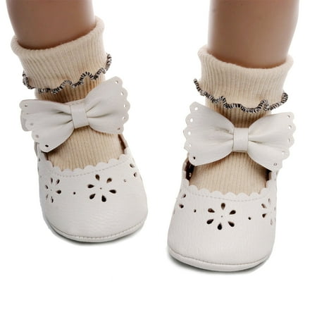 

Bagilaanoe Newborn Baby Girls Princess Shoes 6M 12M 18M Infant Soft PU Leather Hollowed Non-slip Casual Shoes