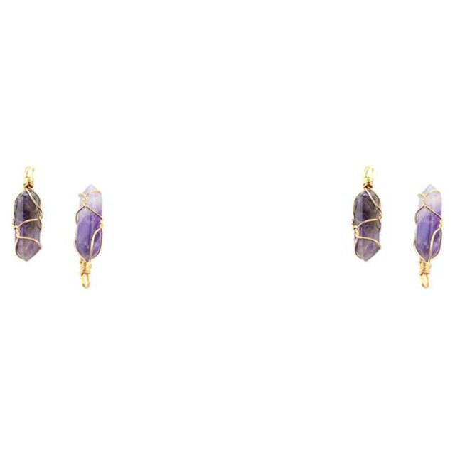 VONKY Hexagon Column Charm Women Handmade Hanging Pendant Multicolor Exquisite Crystal Charms Chain Earring Using Accessories Amethyst Amethyst 2Set