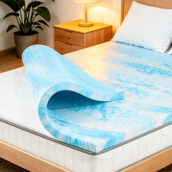 EDX 1.5 Inch Cool Gel Memory Foam Mattress Topper Full Size Bed, Comfort Body Support & Pressure Relief, CertiPUR-US Certified