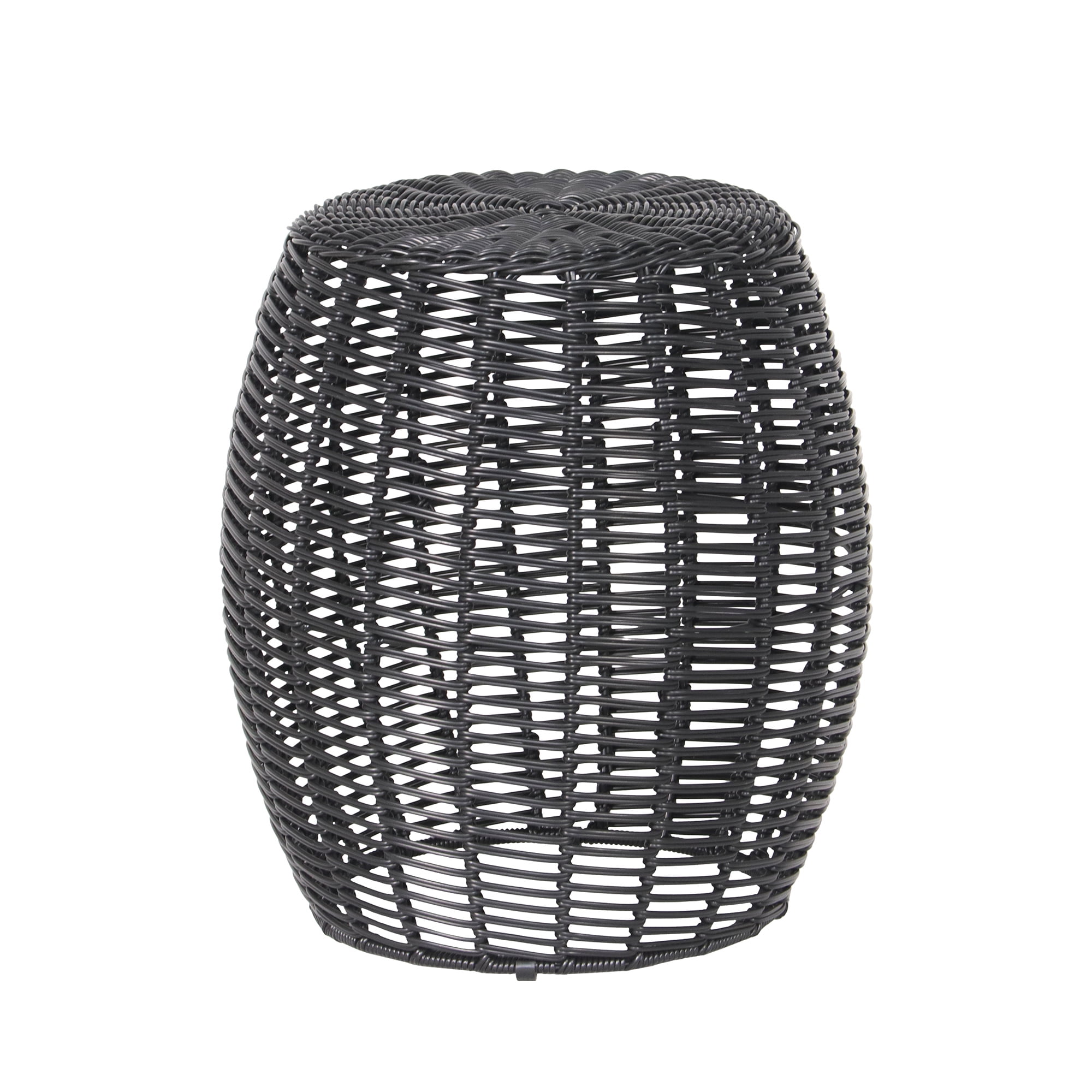 16in Wicker Outdoor Side Table - Black