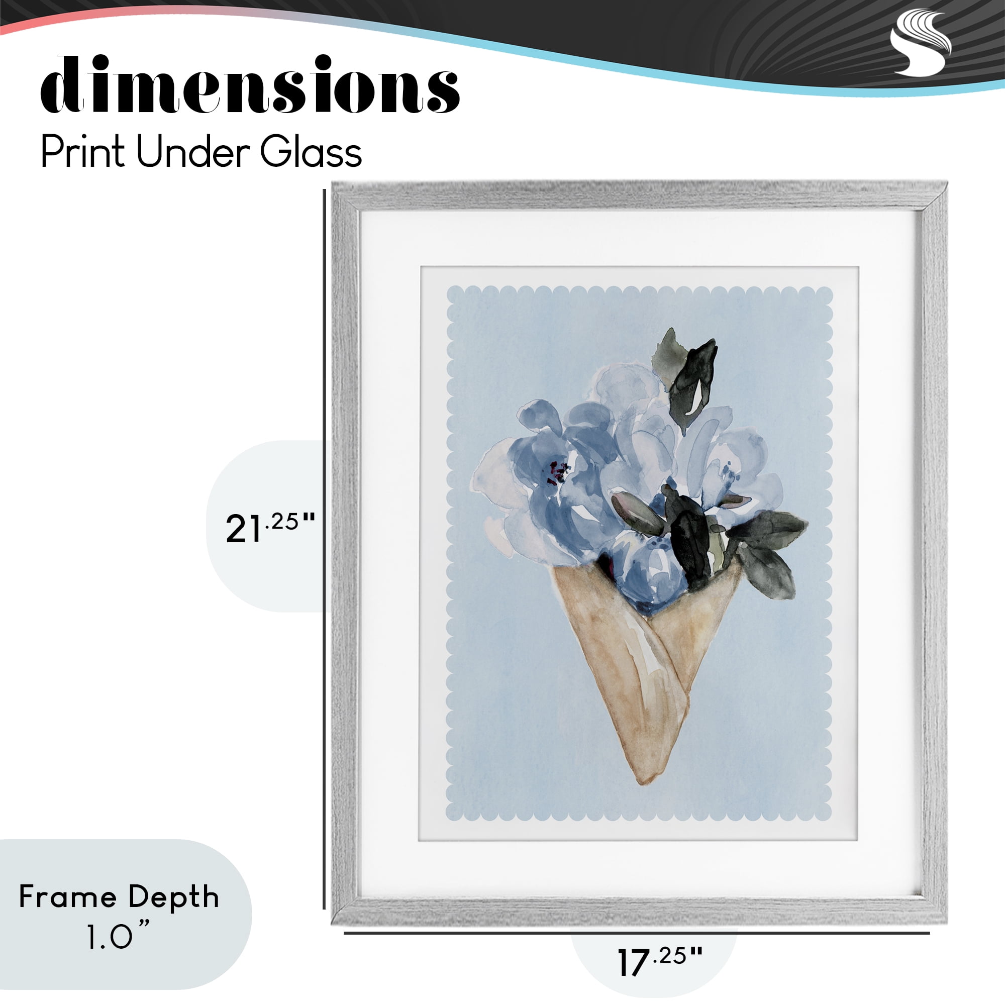 Stupell Industries Blue Flower Gift Bouquet Gray Framed Print Under Glass, design by Elizabeth Medley