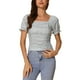 thumbnail image 1 of INSPIRAR CHIC Blusa Cortada de Manga Corta con Fruncido y Estampado Floral Verde M, 1 of 5
