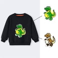 thumbnail image 2 of Gibobby Sudadera con capucha para niños y niñas, primavera y otoño, lentejuelas multicolores, niños grandes, manga larga, ocio, patrón de dinosaurio de a(Negro, 8-9 Años), 2 of 3