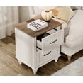 thumbnail image 3 of Side Table with 2 Drawers, Farmhouse End Table with Charging Station, Wooden Nightstand for Bedroom & Living Room, Antique White, 3 of 8