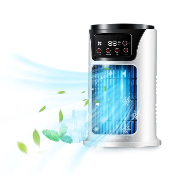 Portable Air Conditioner Humidifier Atmosphere Light Fan USB Cooler Air Conditioner, 3 In 1 Function, Office Household Essential Cooler USB Portable Air Conditioner USB Fan