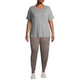 thumbnail image 2 of Holiday Time Women's Plus Size Printed Cozy Joggers, 2-Pack, 2 of 11