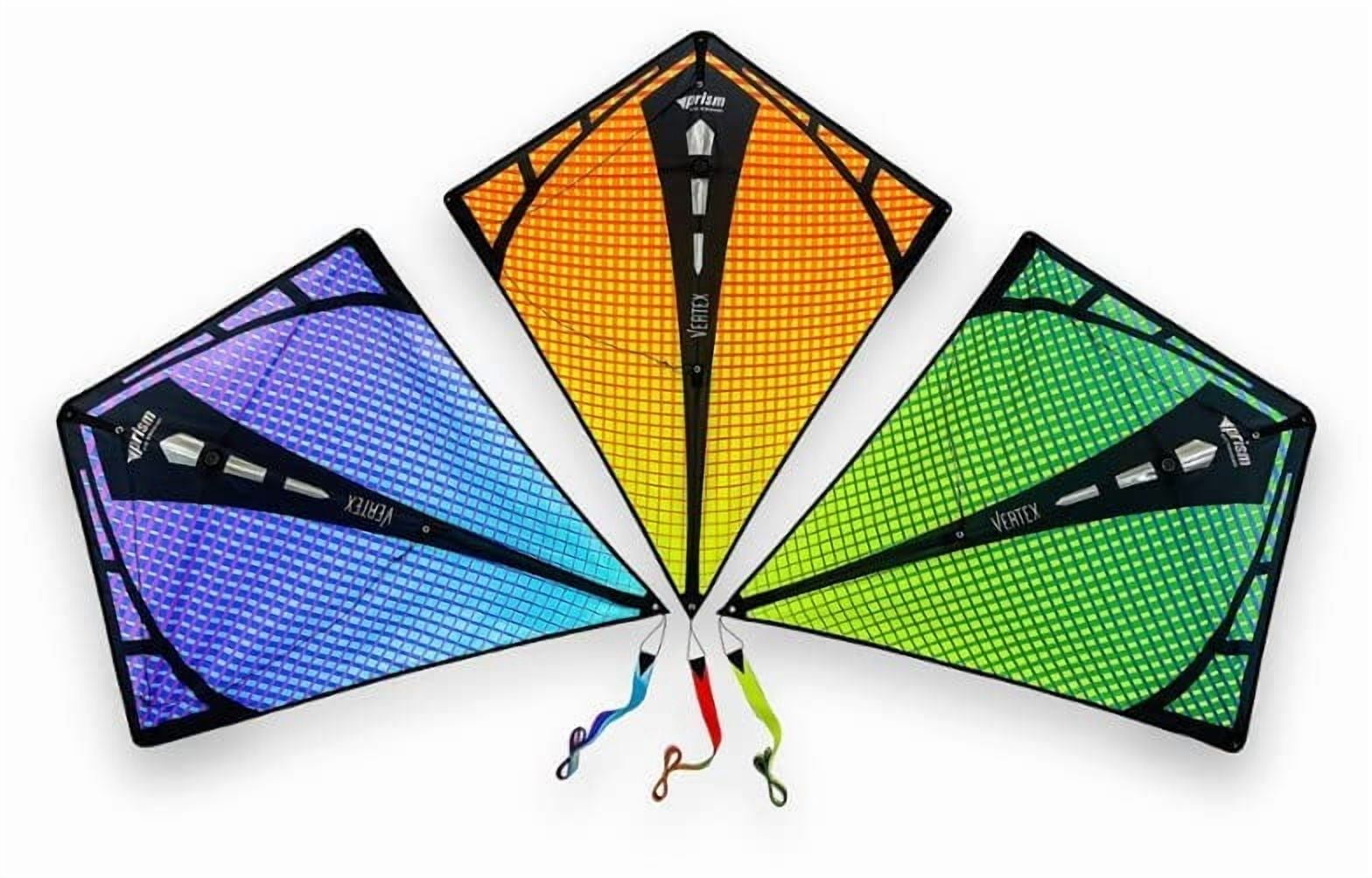Prism Kite Technology Vertex High Flying Diamond Kite with 10' Long Triple Streamer Tail, Ultraviolet
