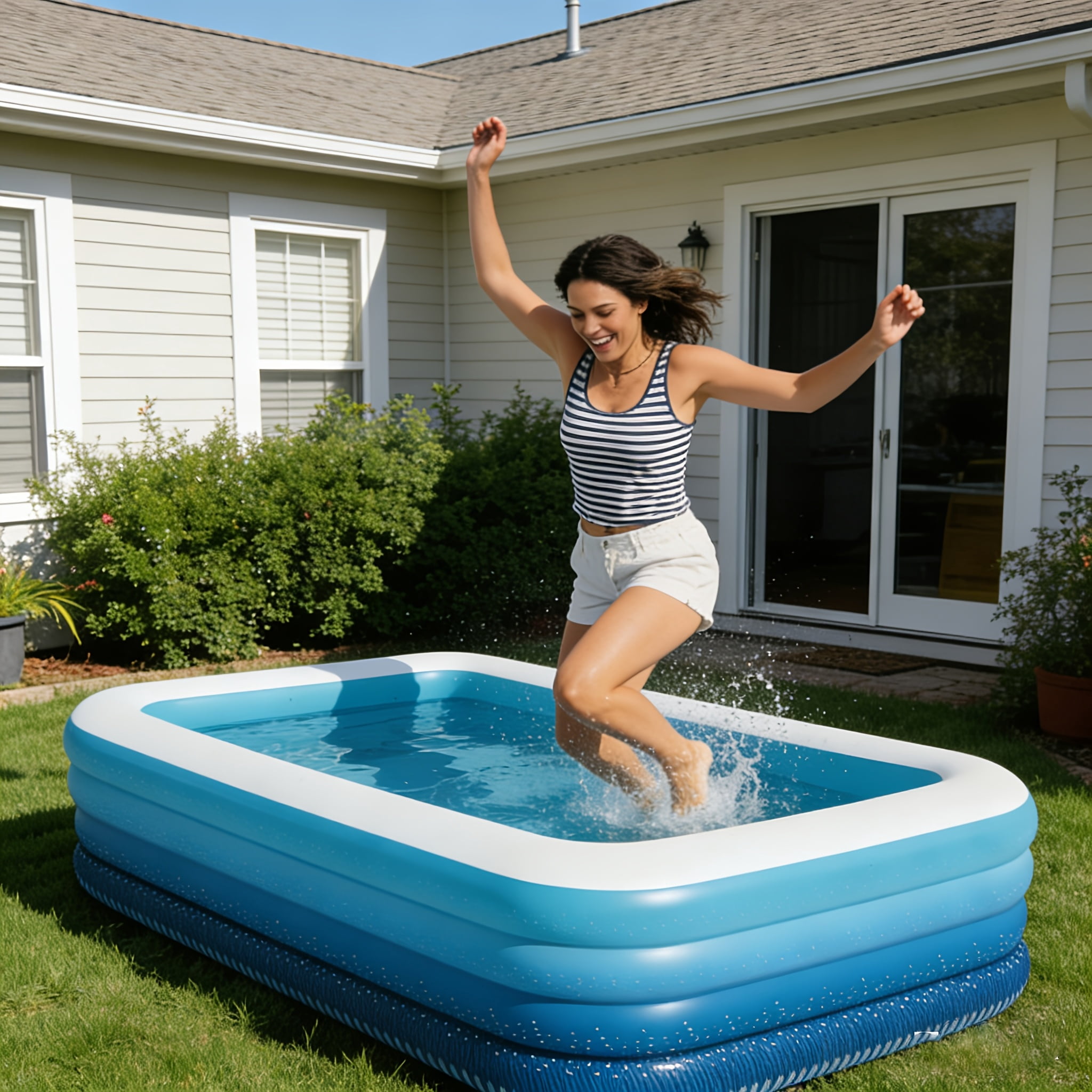Adult Thickened Inflatable Swimming Pool, foldable and portable design for easy storage and carrying