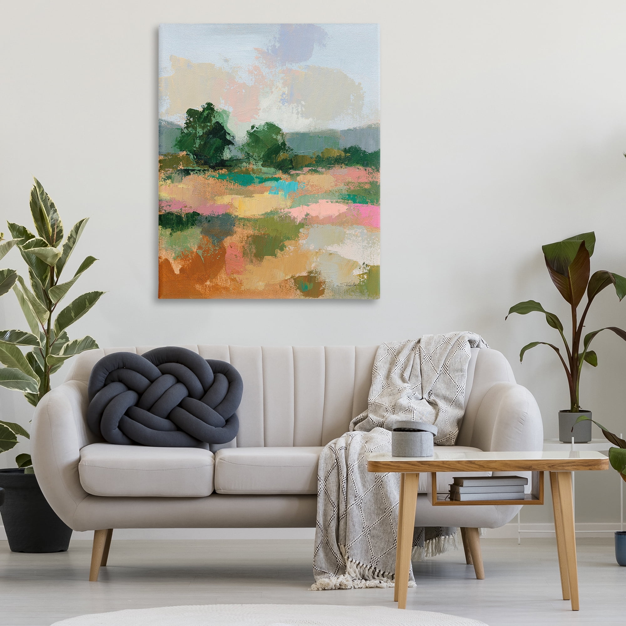 Stupell Industries Abstract Spring Landscape Landscape Painting Gallery Wrapped Canvas Art Print Wall Art, 36 x 48