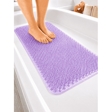 Dependable Industries Inc. Essentials Grass Textured Spa Quality Foot Scrubber Bathmat Bathroom Tub & Bath Mat Anti-Slip 24.5" x 13.5" Lavender