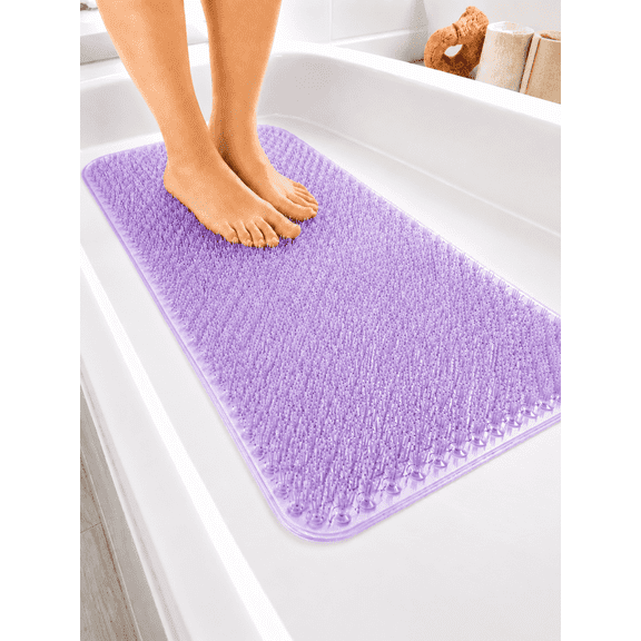 Dependable Industries Inc. Essentials Grass Textured Spa Quality Foot Scrubber Bathmat Bathroom Tub & Bath Mat Anti-Slip 24.5" x 13.5" Lavender