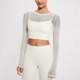 thumbnail image 2 of aidice Workout Tops for Women Yoga Round Neck Long Long Sleeve Shirts Mesh Cropped Athletic Gym Tops, 2 of 5